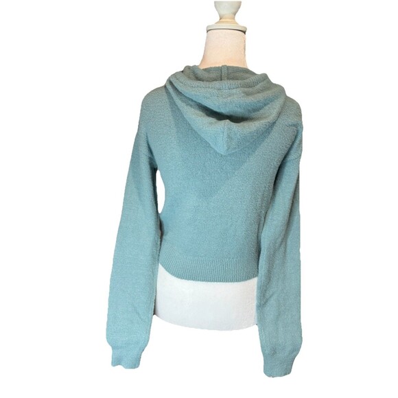 SO Juniors Hoodie XS Blue Eyelash Plush Yard Loungewear Crop Hooded Womens NWT - Picture 6 of 8